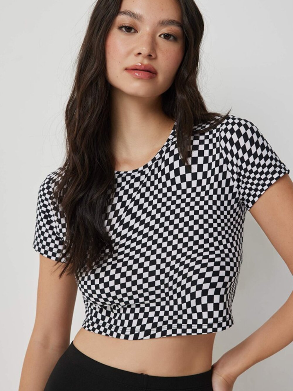 Black and White Checkered Baby Tee